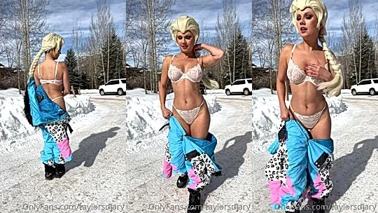 hot babe Dare Taylor getting naked in the snow