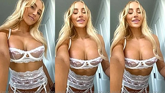Lauren Dascalo teasing in her white see-through lingerie video leaked