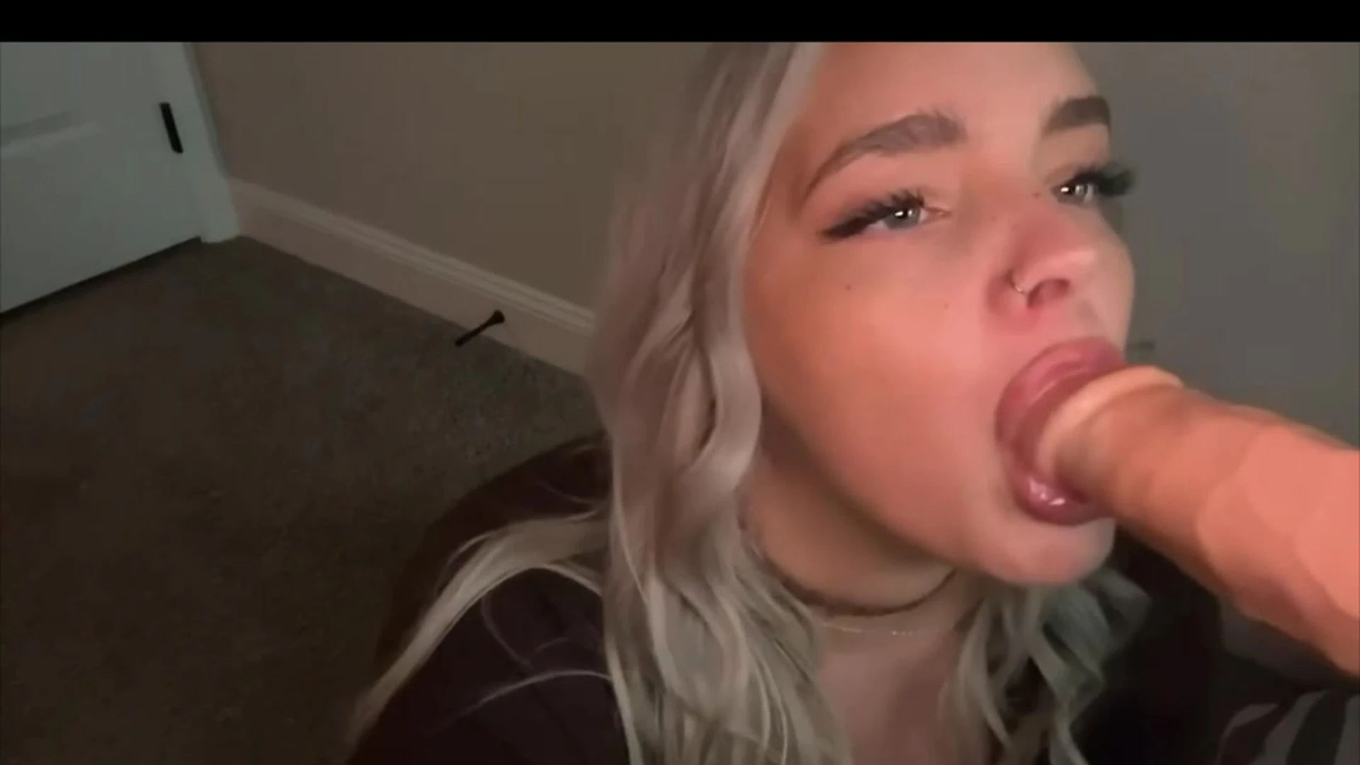 Whiptrax sucking on a big white dildo pov