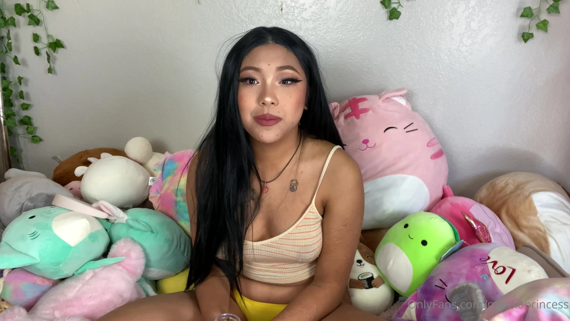 Mankoprincess teasing her naked perky tits in bed