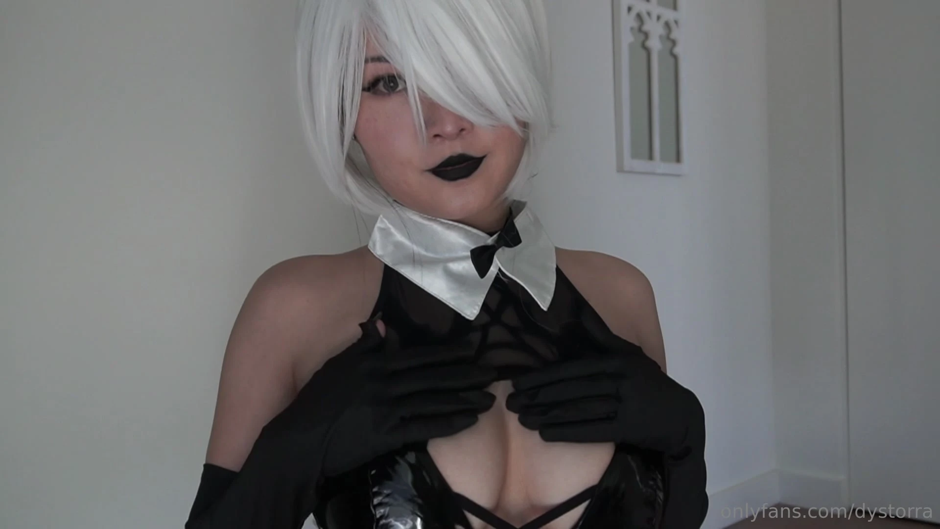 hot Asian cosplay girl Dystorra teasing her perky tits