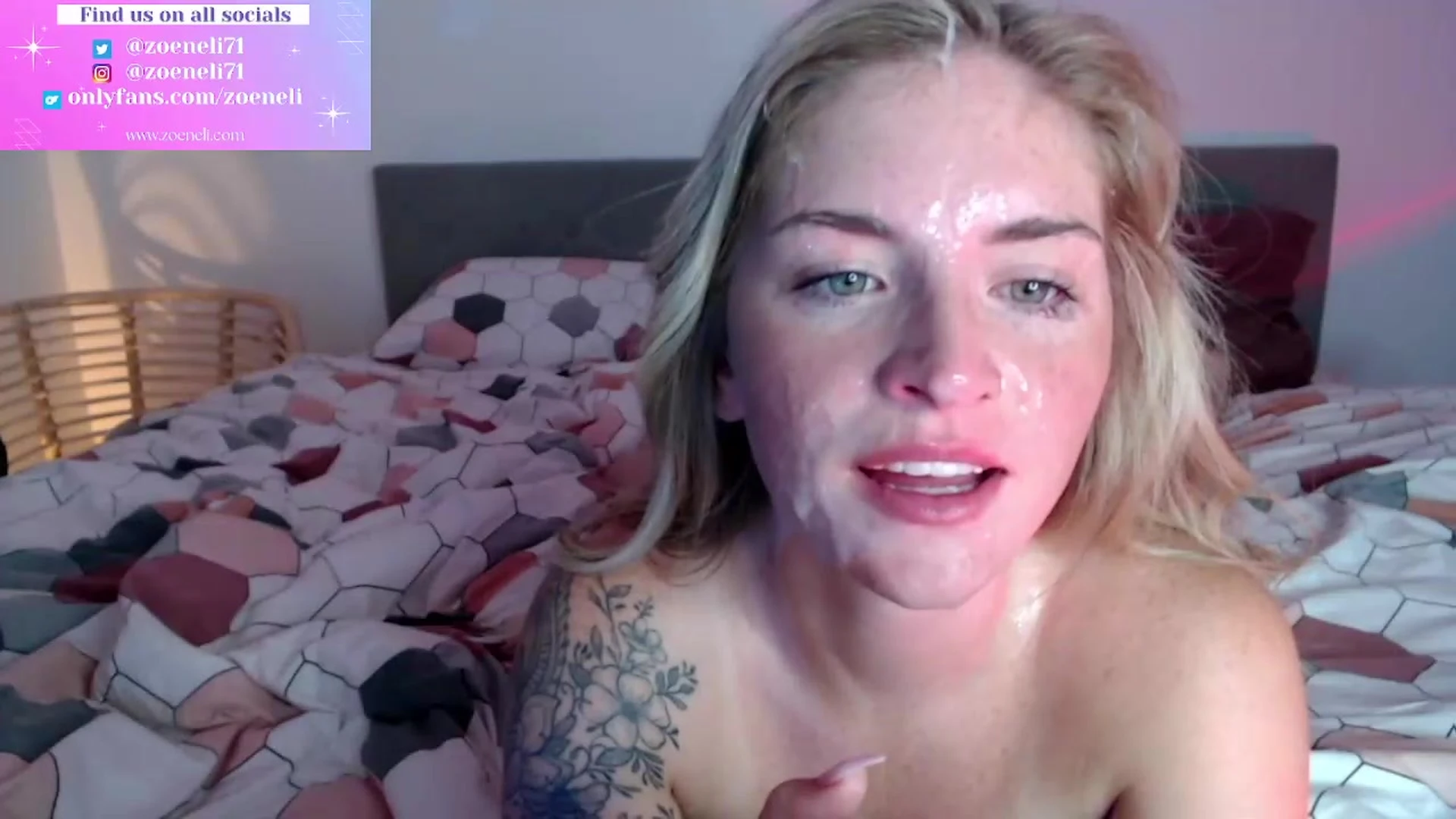 Zoeneli getting cum all over her face during livestream video leaked