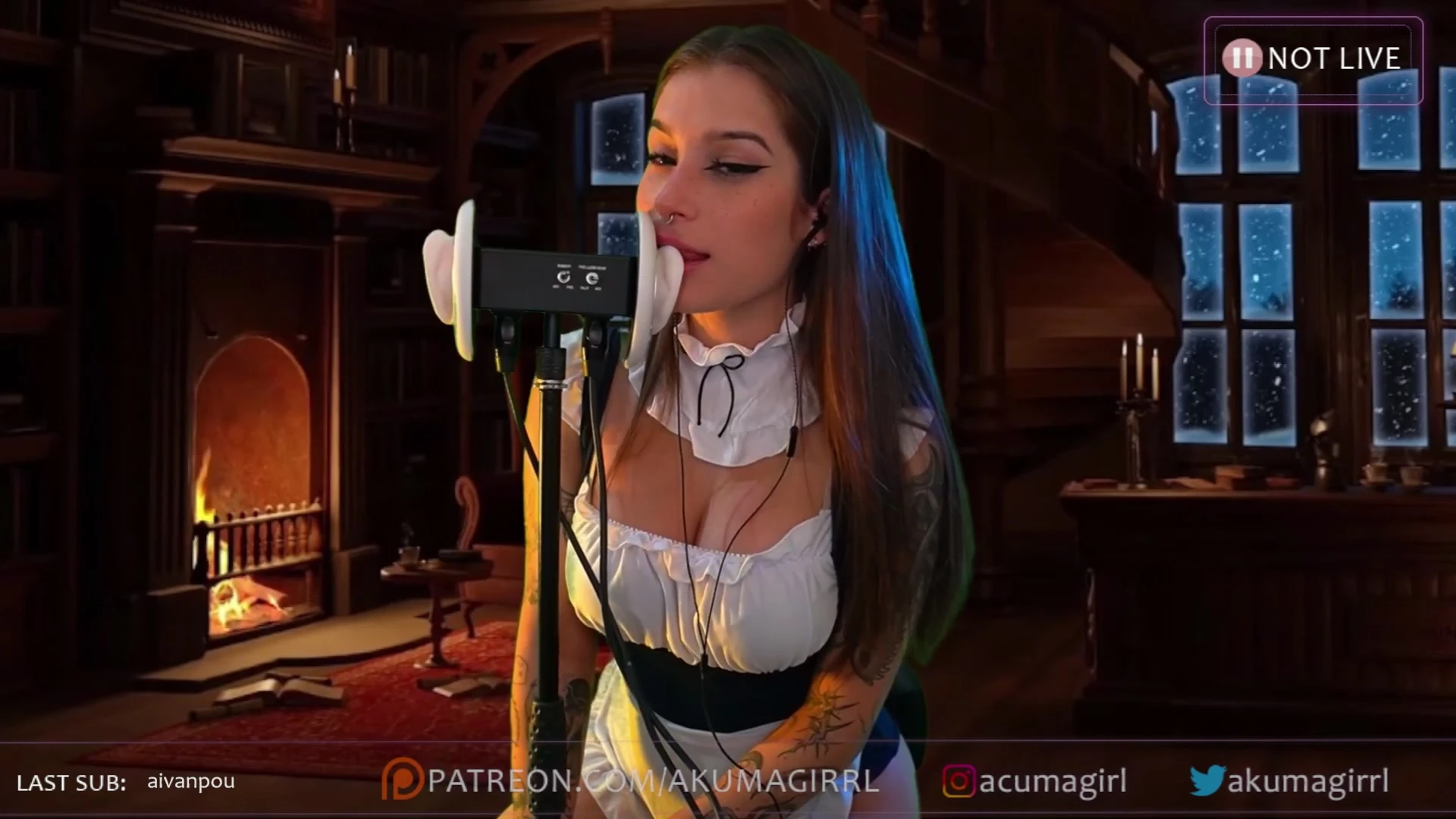 Akumagirl asmr licking in her barmaid outfit