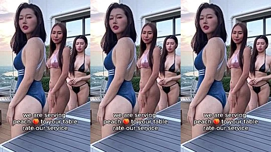 Weijoannana three Asian babes bikini body tease