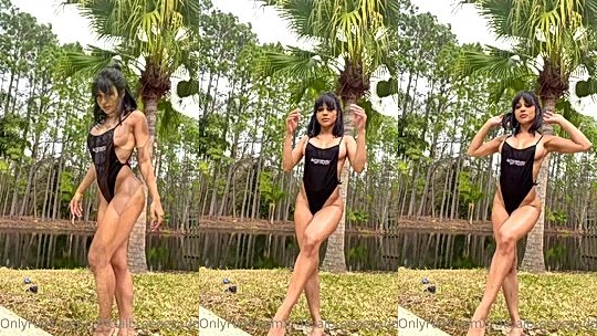 Officialbronzegoddess teasing her fit body in her sexy swimsuit