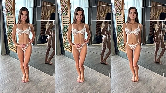 Lerabuns showing off her sexy body in her yellow see-through lingerie