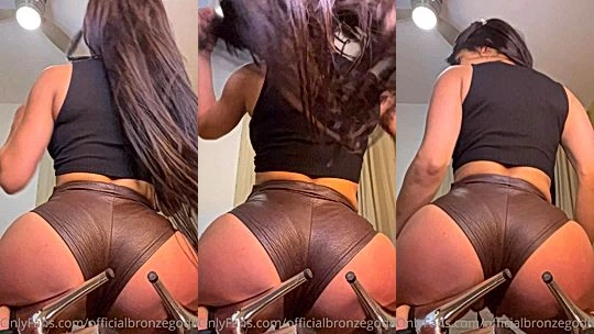 Officialbronzegoddess shaking her big booty in her latex panties