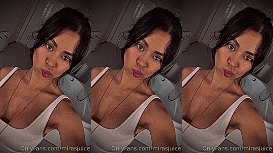 Mirasjuice teasing her cleavage in her white top