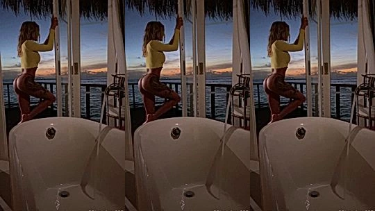 NataLee teasing her sexy body by the bathtub