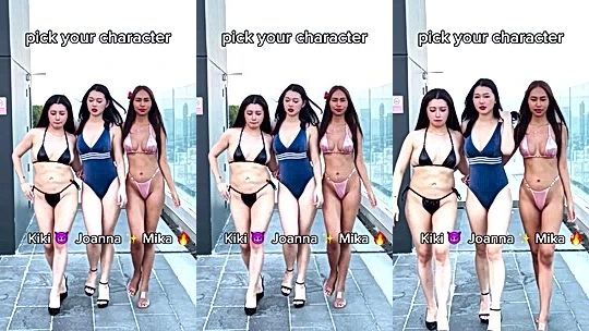 Weijoannana three sexy Asian models teasing their bikini body