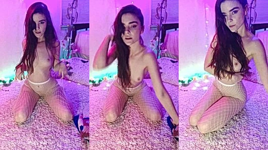 Ashe Maree teasing her naked body in her fishnet bodysuit