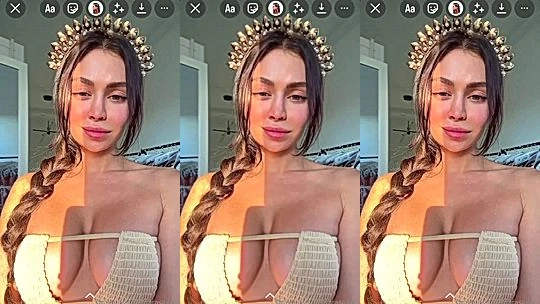 Mirasjuice teasing her cleavage in her sexy top