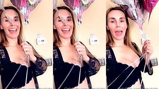 Tanya Tate teasing her big tits wth some balloon
