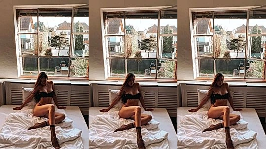 Sonya Blaze showing off her sexy lingerie in bed