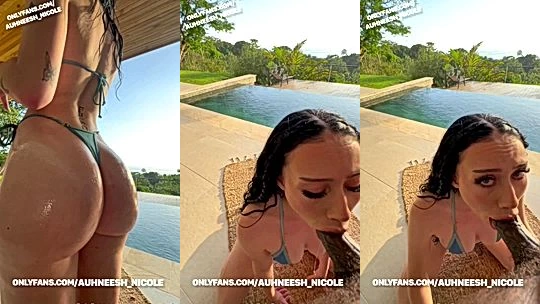 Baddies gallery thicc ass babe fucking a bbc by the vacation pool