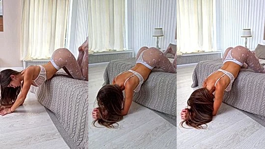 Lerabuns teasing her big booty in her fishnet leggings