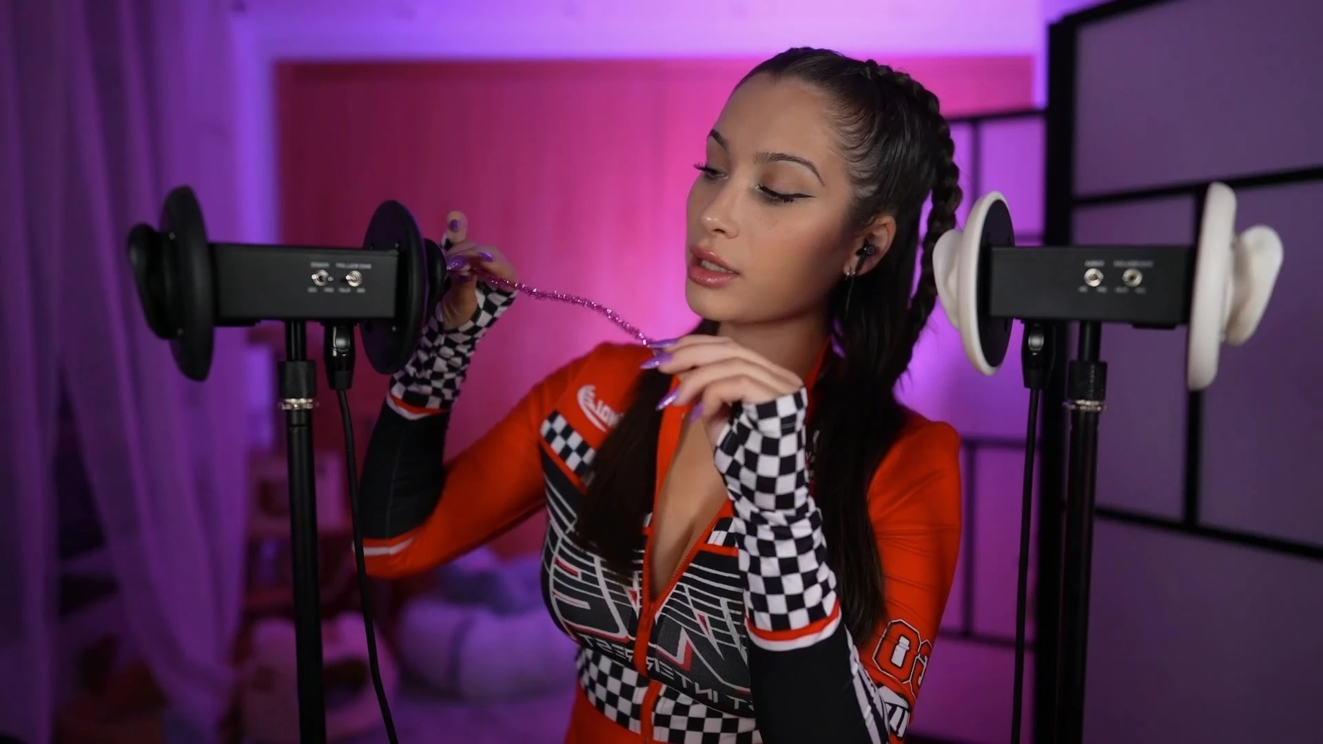 Akumagirl asmr teasing in her F1 outfit