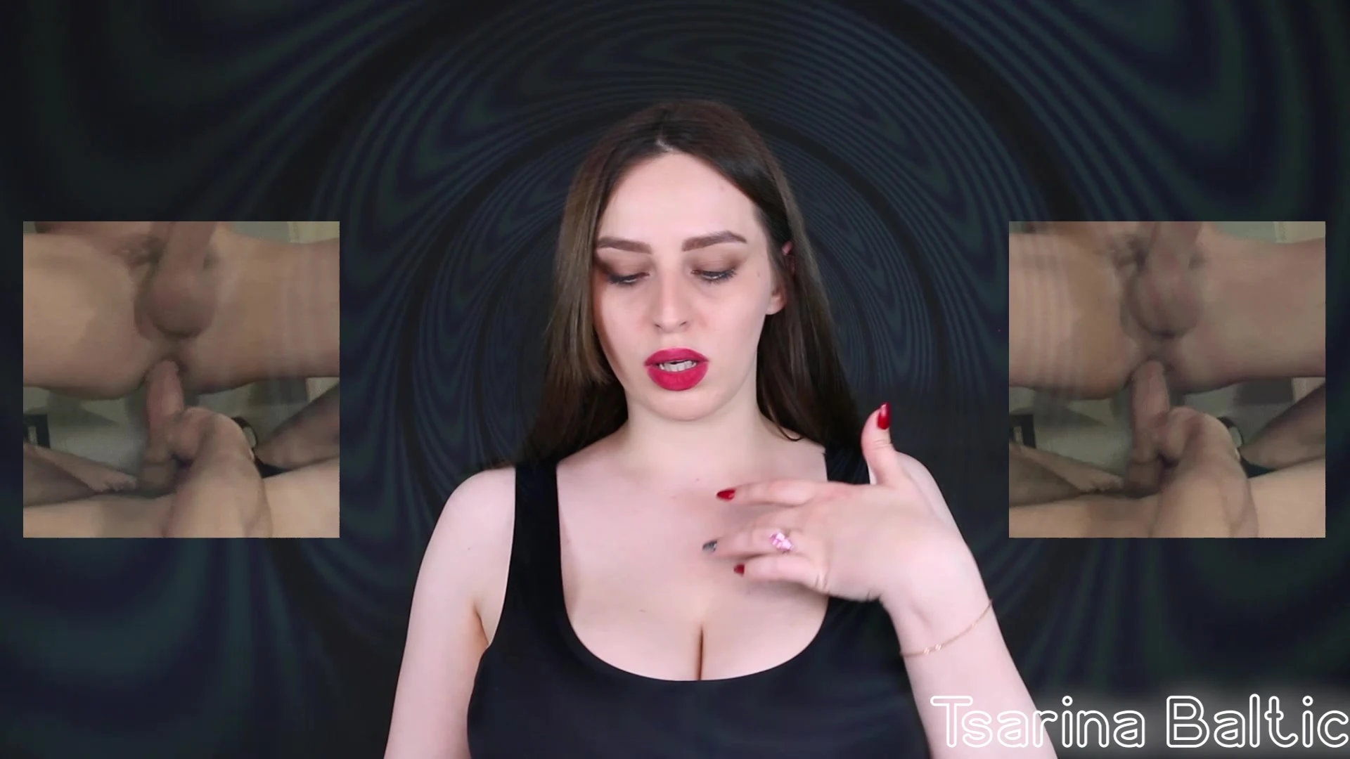 Tsarina Baltic playing with her big tits and dildo sucking