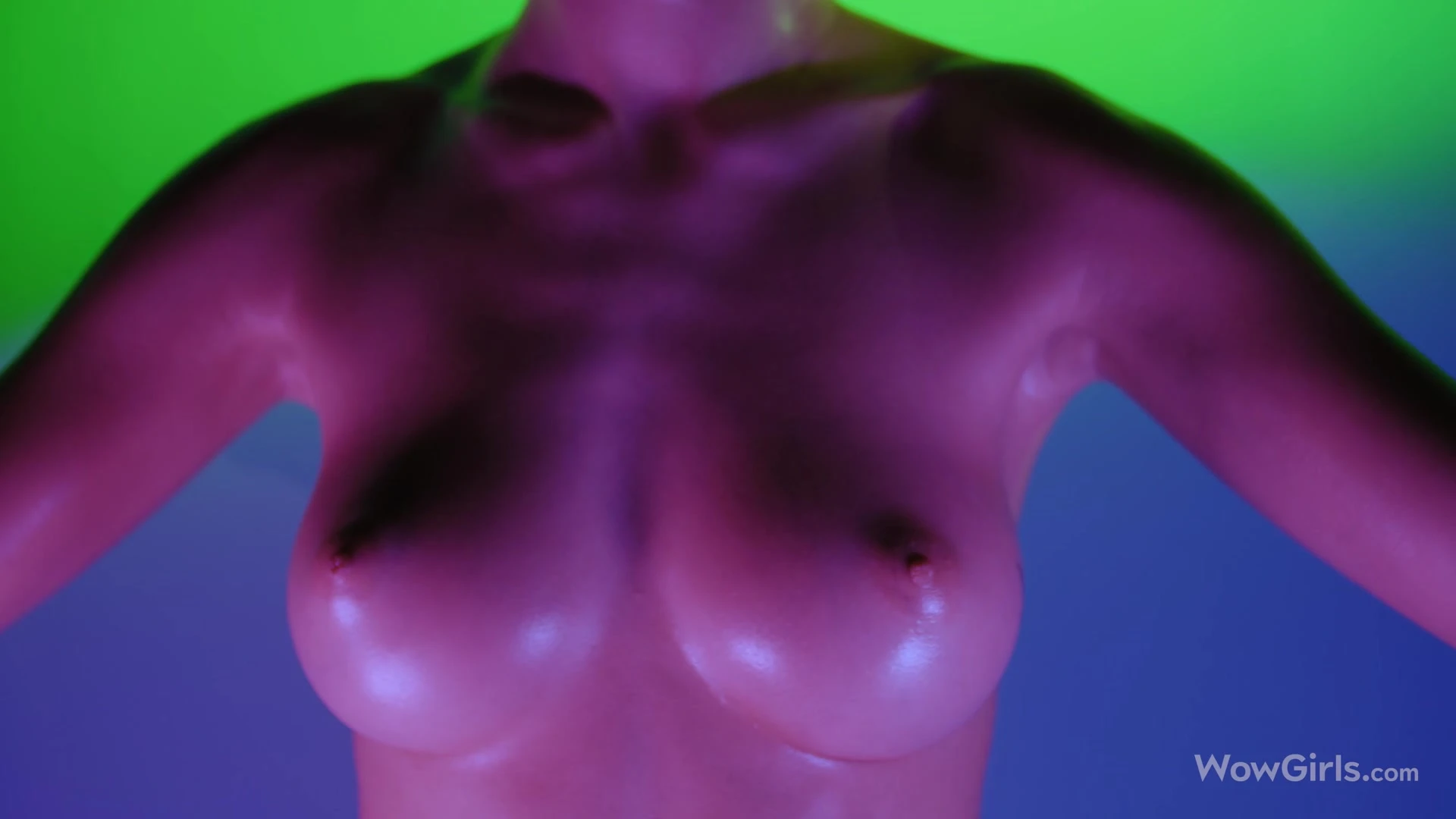 Sonya Blaze showing off her oiled-up perky tits