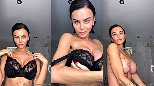 Emma Glover teasing her sexy body in her black lingerie