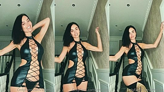Emma Glover showing off her fishnet latex lingerie on the staircase video leaked