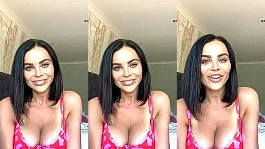 onlyfans British model Emma Glover teasing her deep cleavage during livestream video leaked