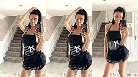 Emma Glover teasing her naked body in her apron
