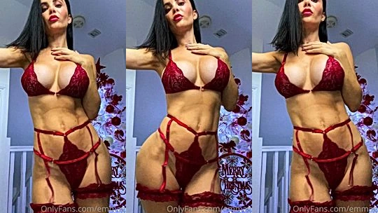 Emma Glover teasing in her red christmas lingerie for christmas