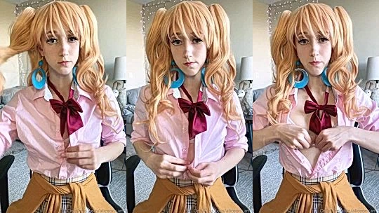 schoolgirl cosplay AliceOnCam teasing her hot body
