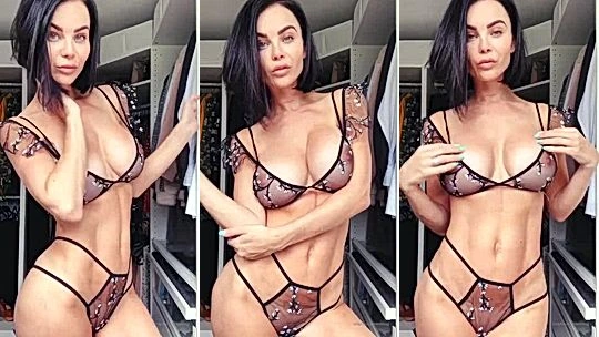 Emma Glover teasing her hot body in her see-through lingerie