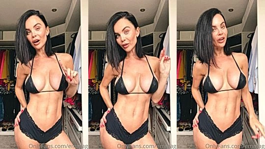 sexy onlyfans girl Emma Glover teasing her latex black bikini video leaked