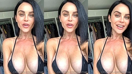 Emma Glover teasing her perfect perky tits in her black bikini