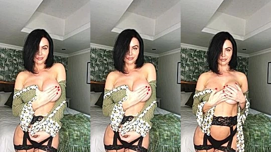 Emma Glover teasing her naked perky tits and bubble butt