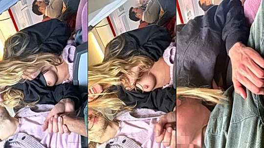 Leolulu sucking her husbands cock on an aeroplane