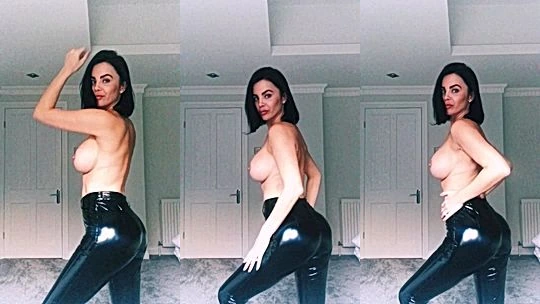 Emma Glover teasing her perky tits topless in her jeans