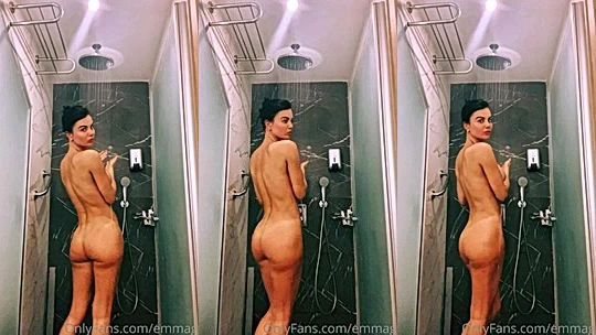 sexy British babe Emma Glover teasing her wet naked body in the shower video leaked
