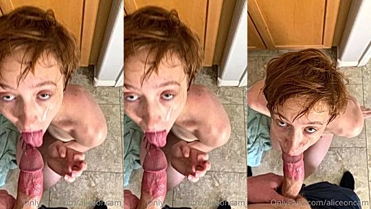 AliceOnCam sucking a big cock for a facial on her knees