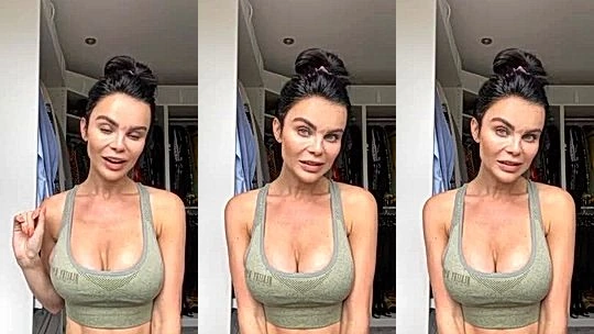 Emma Glover flashing her deep cleavage in the changing room