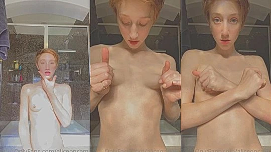 AliceOnCam playing with her pink nipples in the shower