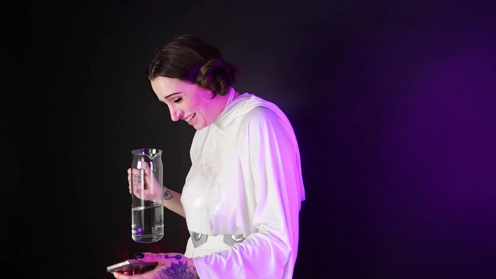 princess leia Kayla Erin pouring water on her see-through dress