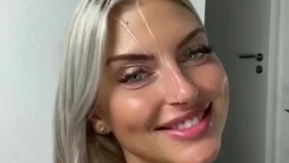 Lia Engel showing off her facial