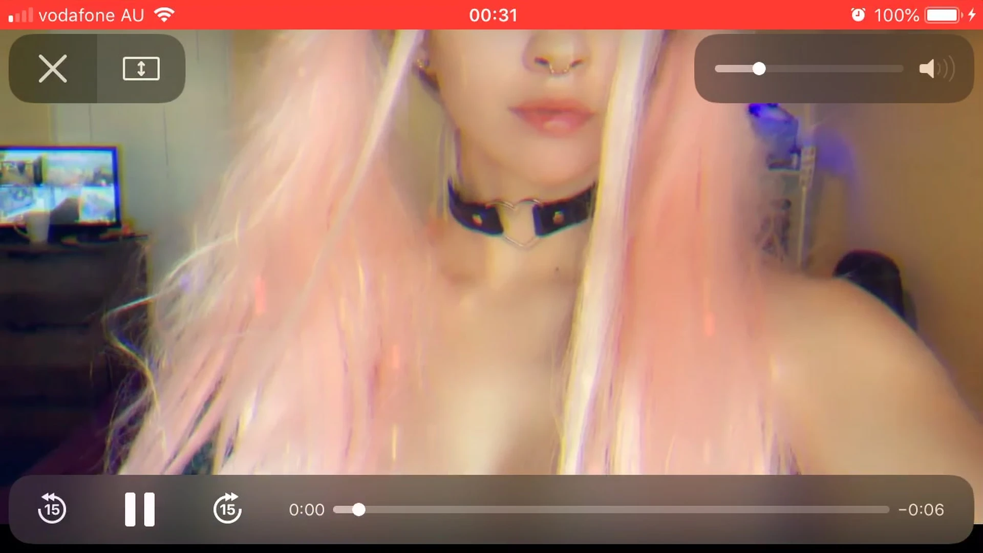 Bree Louise teasing her naked perky tits in neck choker