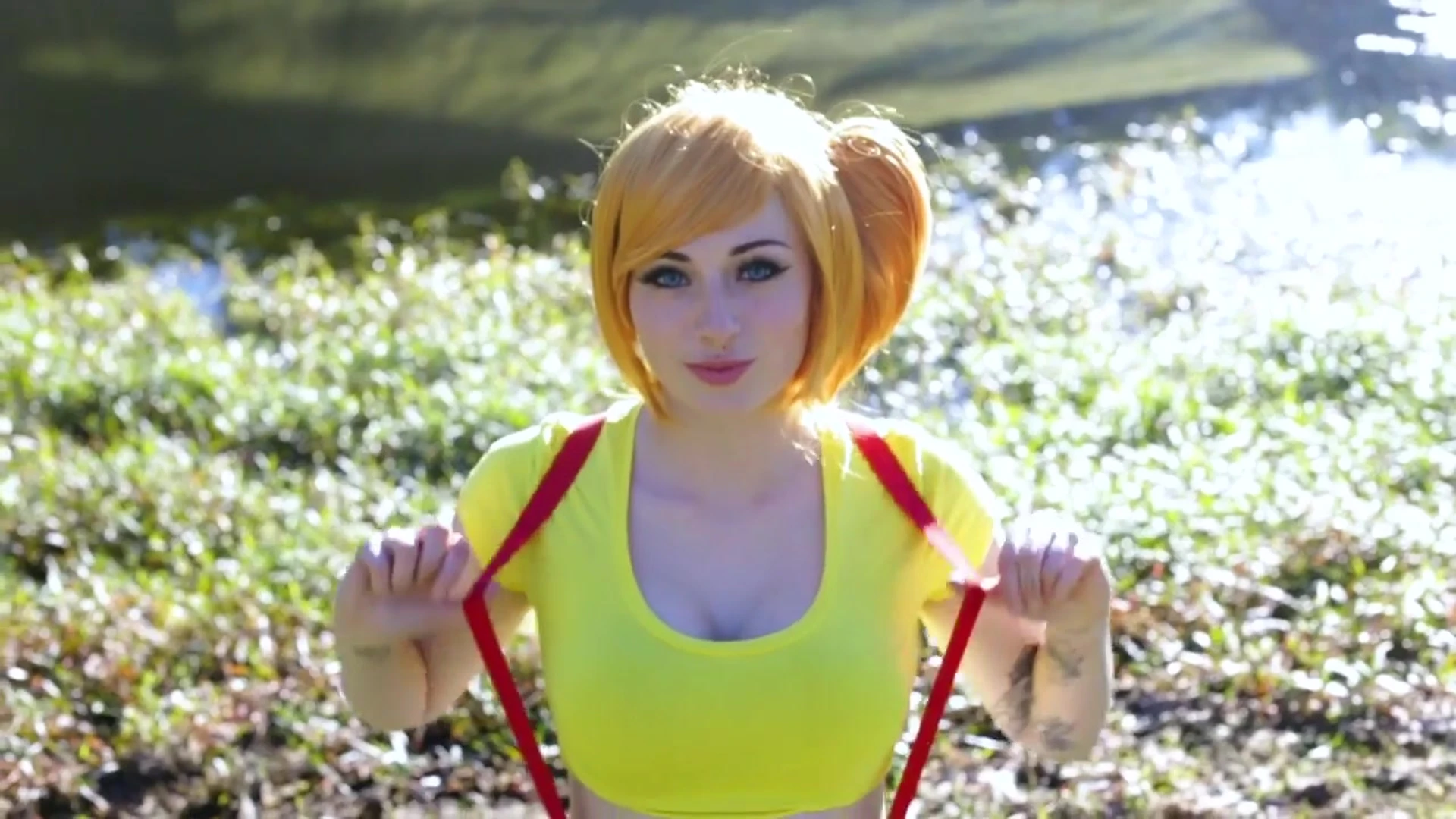 pokemon trainer Kayla Erin teasing her hot body
