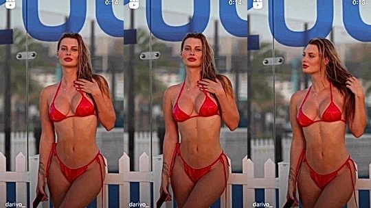Darja Sobakinskaja teasing her hot red bikini outdoors