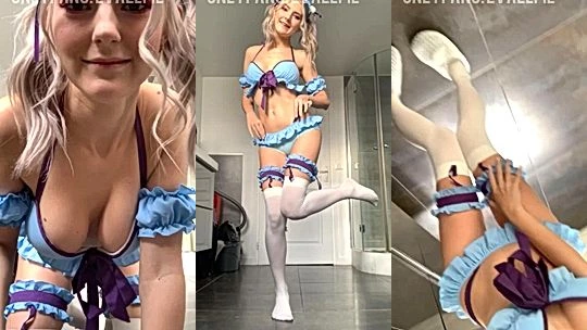 Eva Elfie sucking on a blue dildo