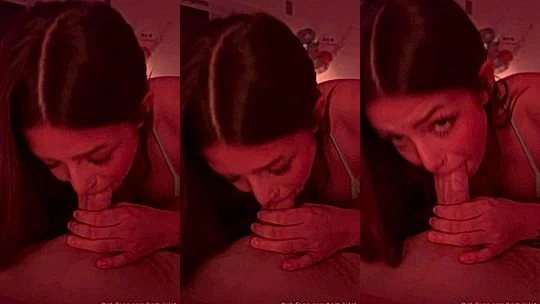 Kaitviolet sucking her boyfriend in the red room
