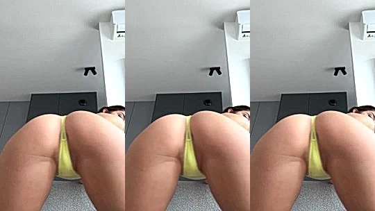 Sonya Jess teasing her big ass in yellow panties