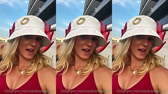 Alysha Newman teasing her tits in red top