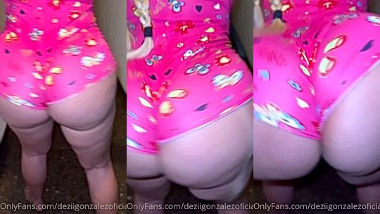 Dezii Gonzalez twerking her big booty wearing pink pajamas