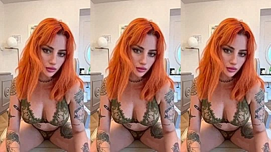 Merisiel Irum teasing her perky tits in green laced lingerie
